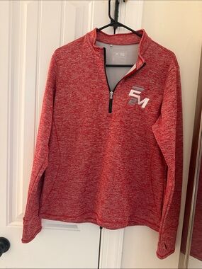 adidas Red Heather Quarter-Zip Pullover Sweatshirt